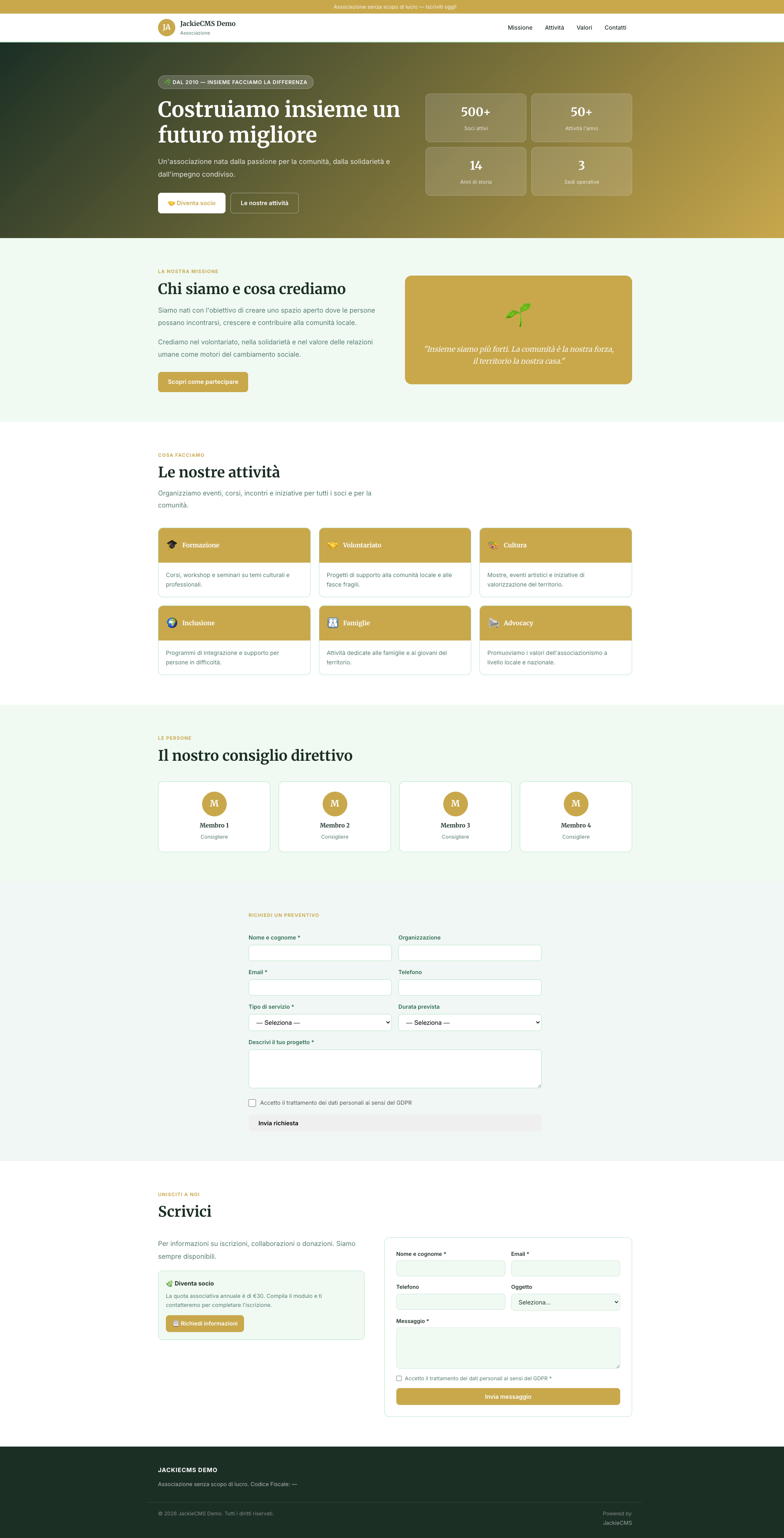 Template Associazione — crea sito web per associazioni