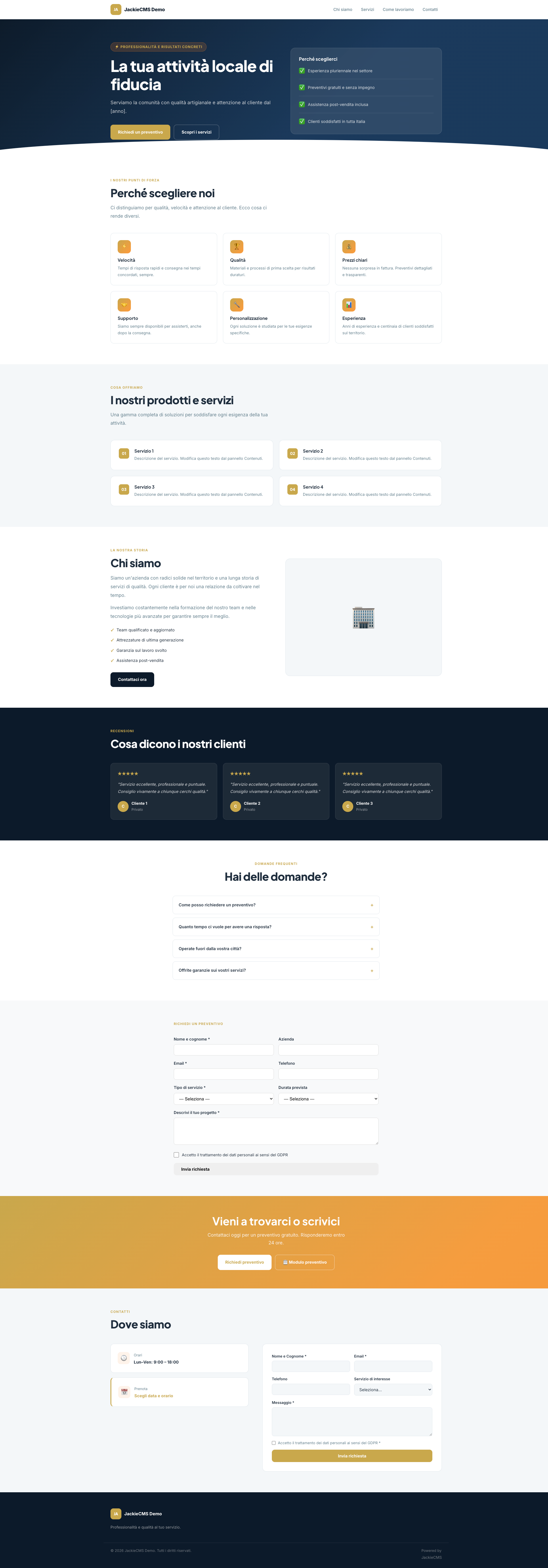 Template Piccola Impresa — crea sito web per aziende
